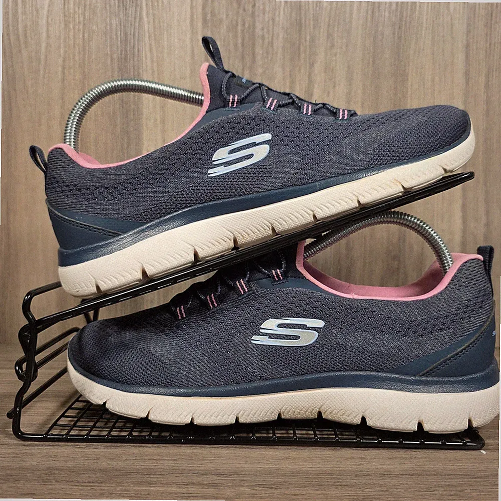 Skechers Damen Sneaker Größe UK 5,5 Summits New Nature Navy Pink Slipper Schuhe