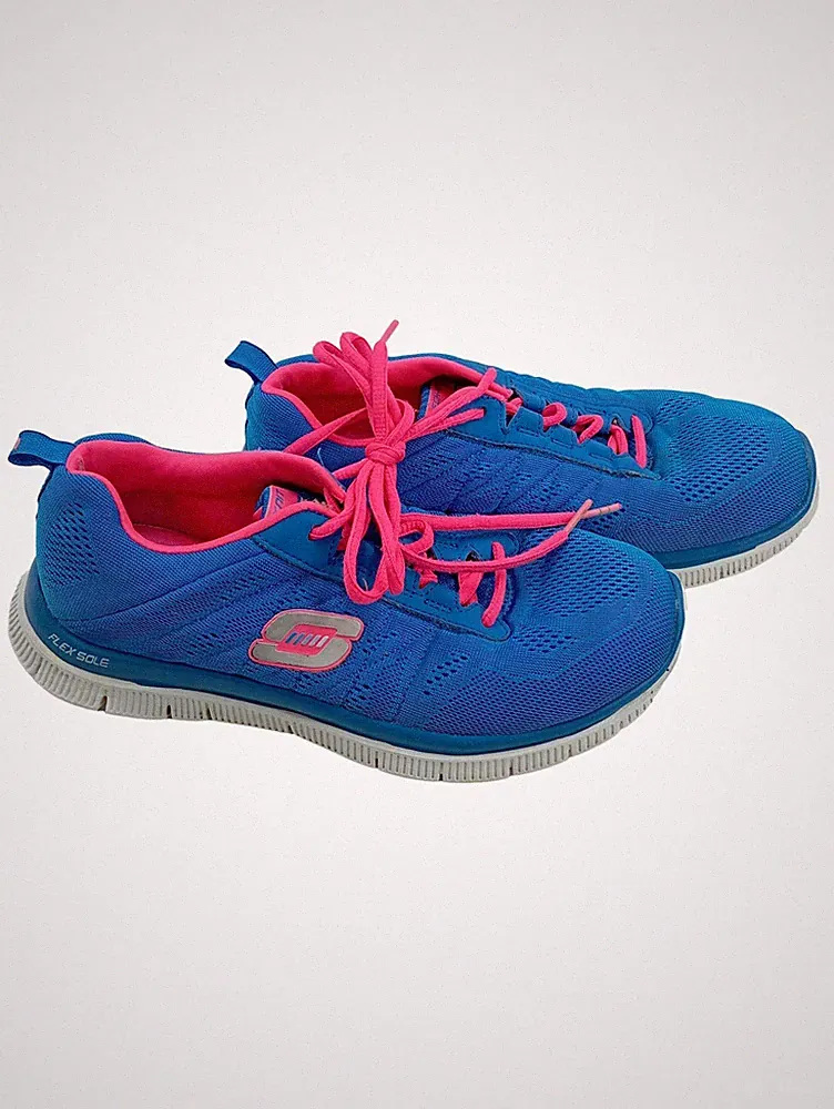 Skechers Flex Appeal Damen Sportschuhe Laufschuhe Blau Pink Gr. 38