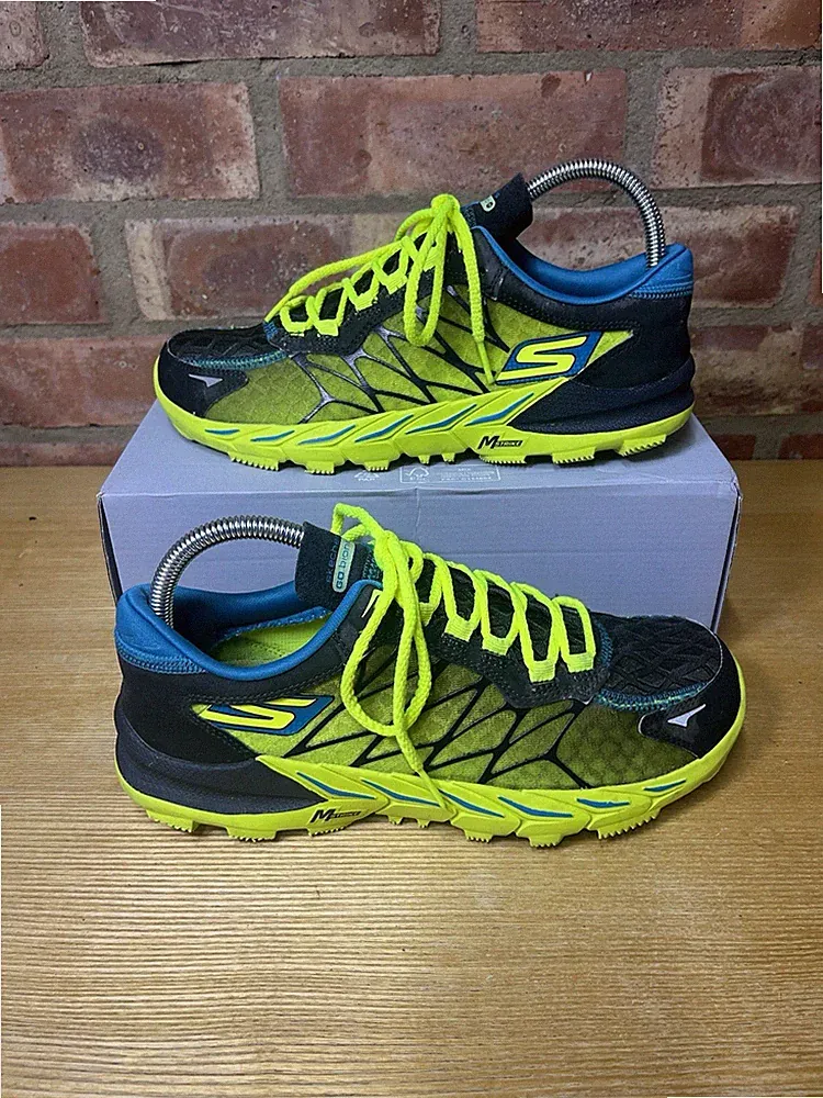 Skechers Go Bionic Damen-Traillaufschuhe schwarz/gelb UK-Größe 6,5