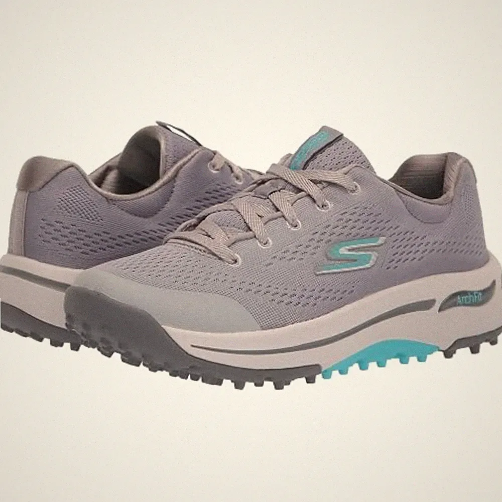 SKECHERS GO GOLF Damen Golfschuhe ohne Spikes Grau Türkis Sneaker