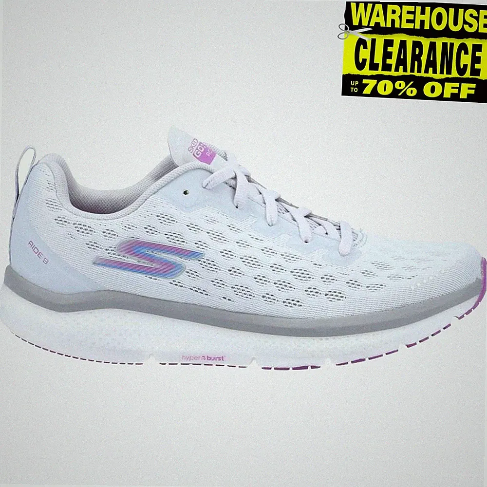 Skechers Go Run Ride 9 Damen Lauf Fitness Gym Sportschuhe Grau