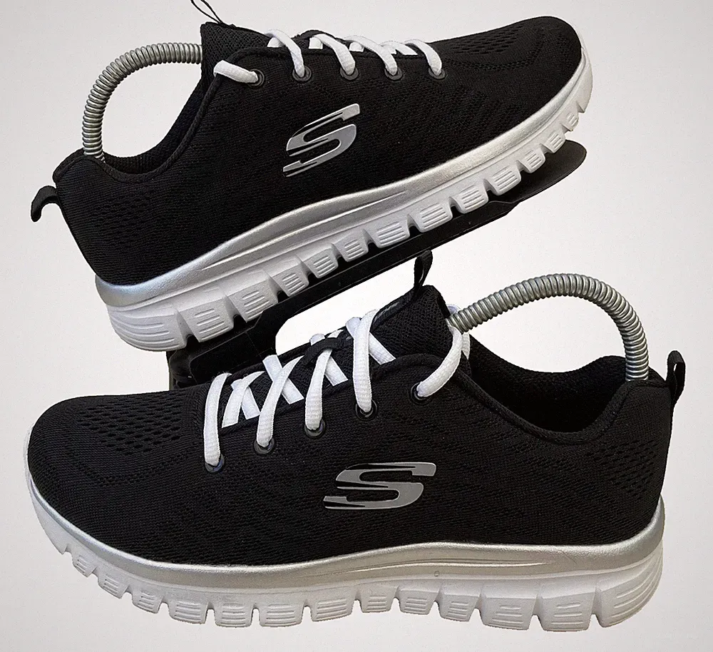 Skechers Graceful Damen Sneaker schwarz-weiß Mesh UK 6 kaum getragen