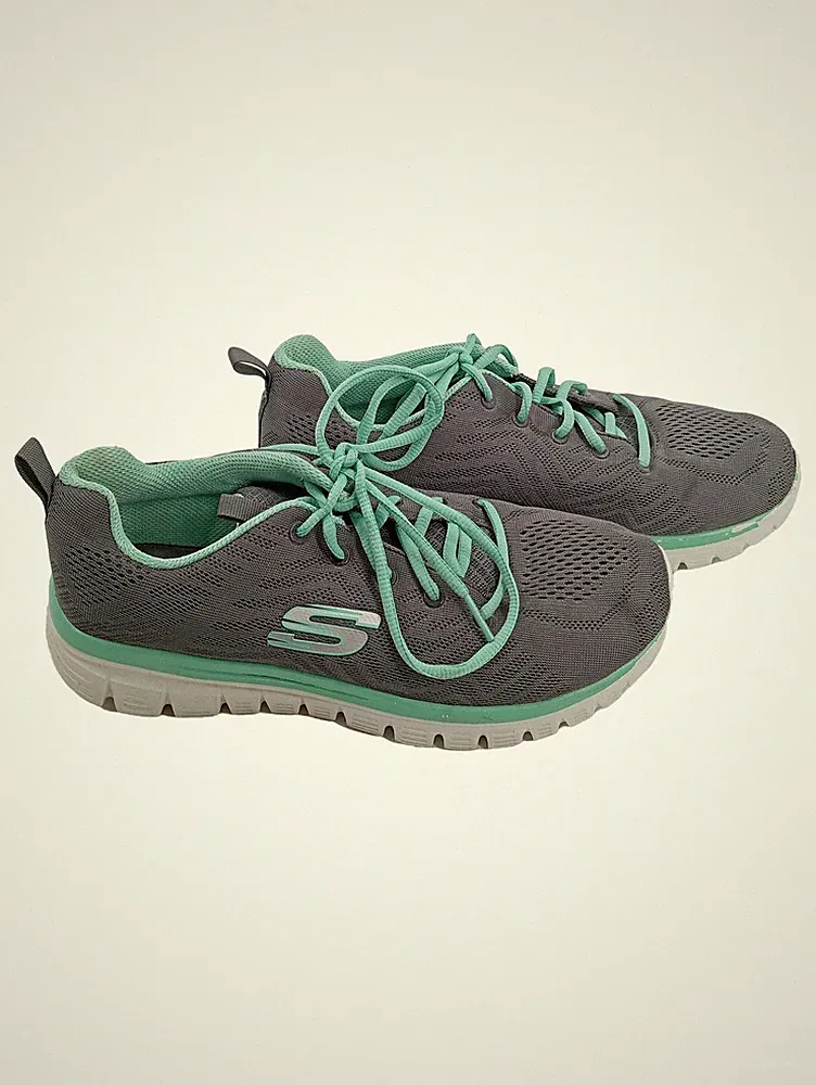 Skechers Graceful Damen Sportschuhe Laufschuhe Grau Gr. 40 Textil Schnürung