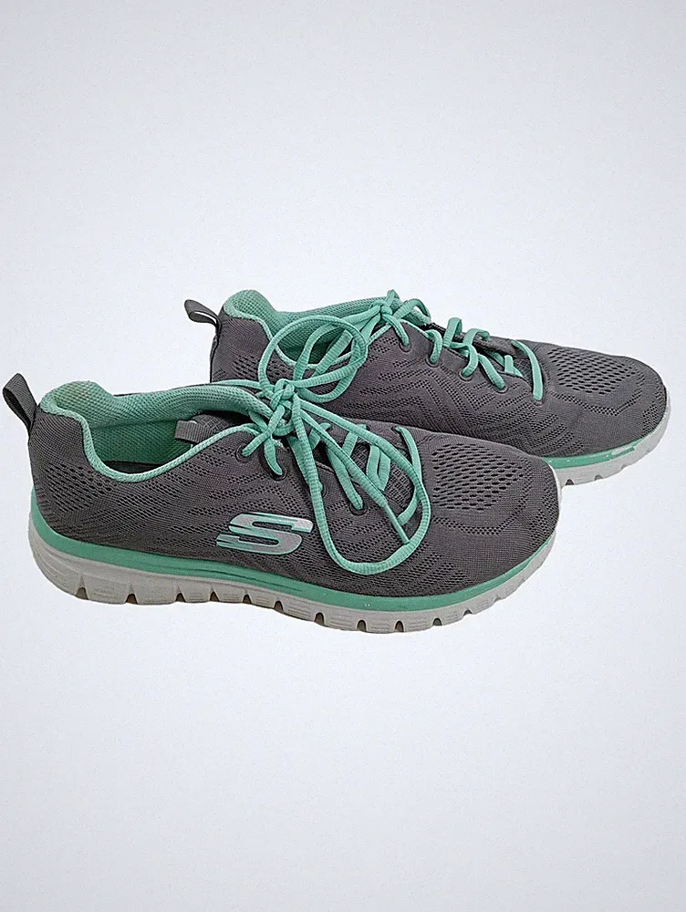 Skechers Graceful Damen Sportschuhe Laufschuhe Grau Gr. 40 Textil Schnürung