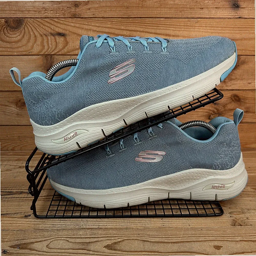 Skechers Turnschuhe Damen Größe UK 8 Arch Fit bequeme Wellenblau Wanderschuhe