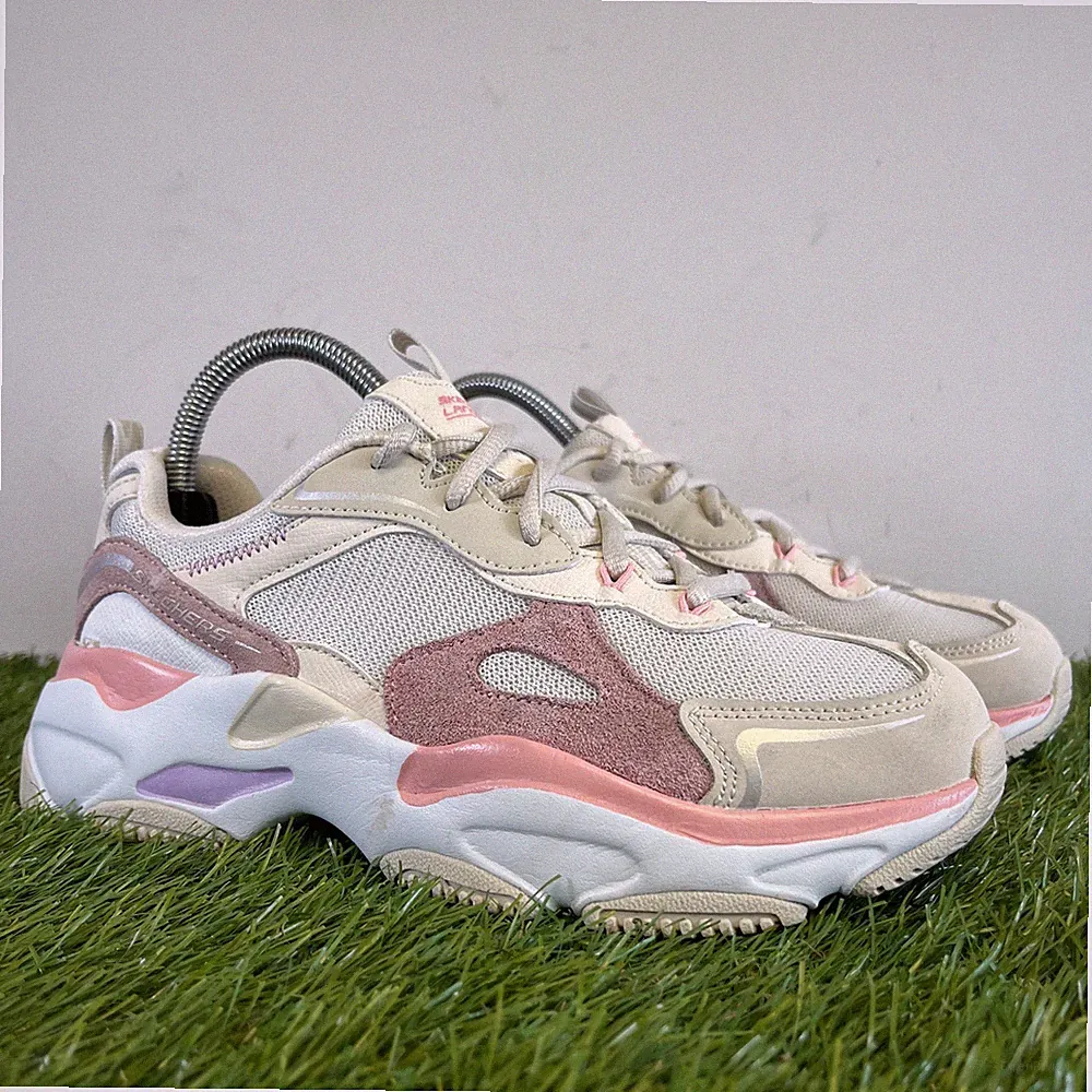 Skechers Turnschuhe Größe 4,5 Damen rosa beige Lander S Petal Pusher Laufschuhe