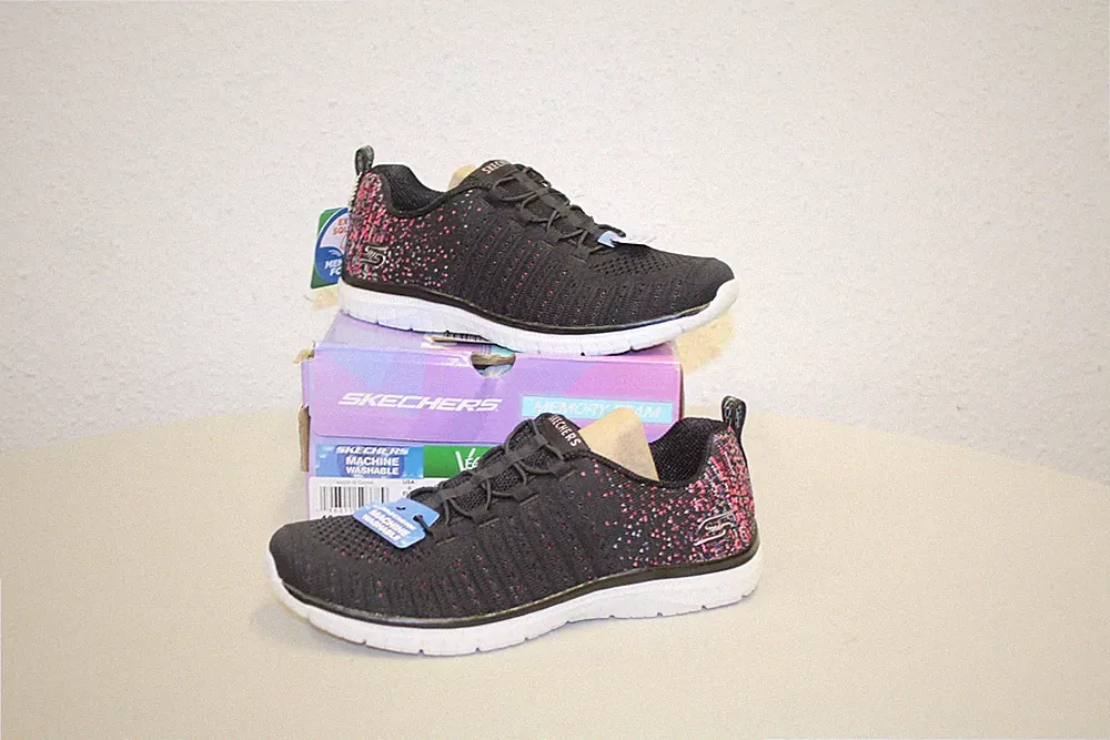 Skechers Virtue Laufschuhe Damen Schwarz/Pink Größe 36 Neu Rechnung MwSt