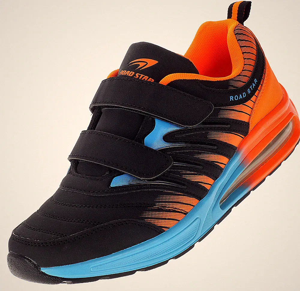 Sneaker Klettschuhe Sportschuhe Turnschuhe Klettverschluss Schwarz Orange 36-46
