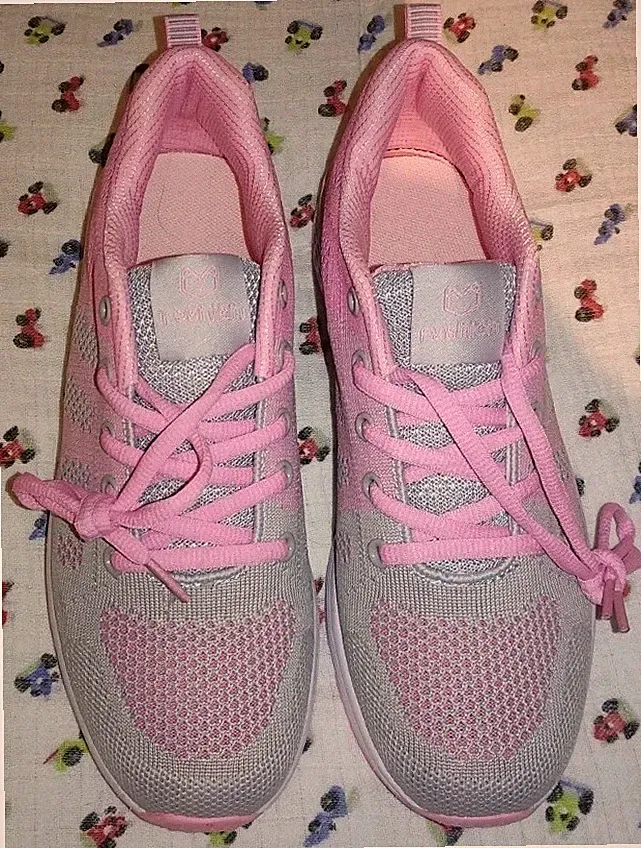 Sport-Schuhe Sneaker Laufschuhe Turnschuhe leicht grau rosa 38 neu Fashion