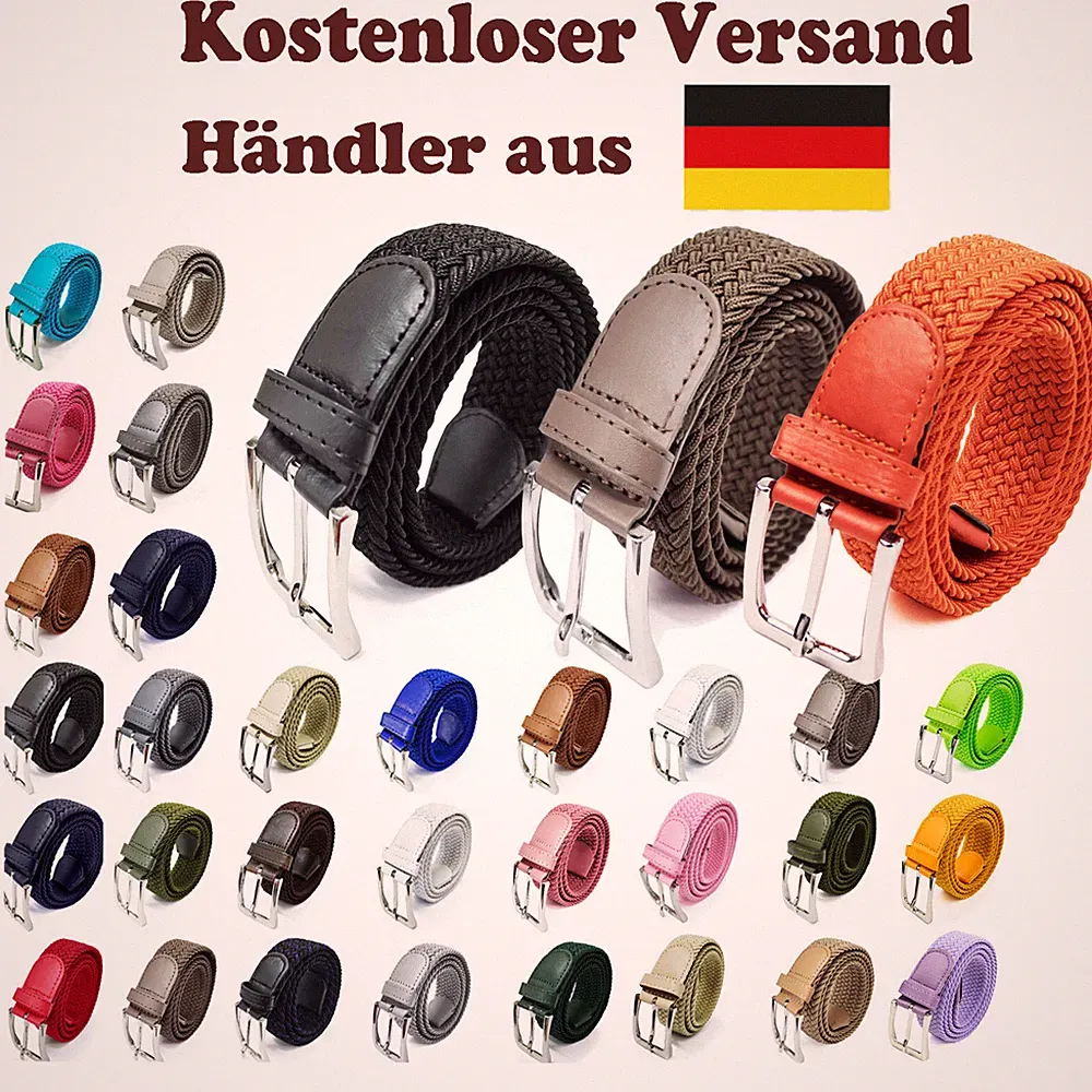 Stretch elastisch Stoffgürtel Flechtgürtel Damen Herren Gürtel dehnbar 85-155 cm