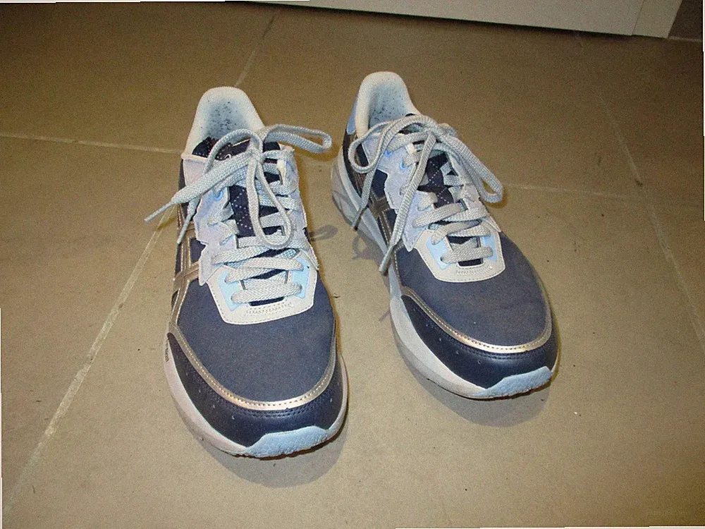 Super ASICS FF Blast Laufschuhe in Blau / grau Gr 44 neuwertig