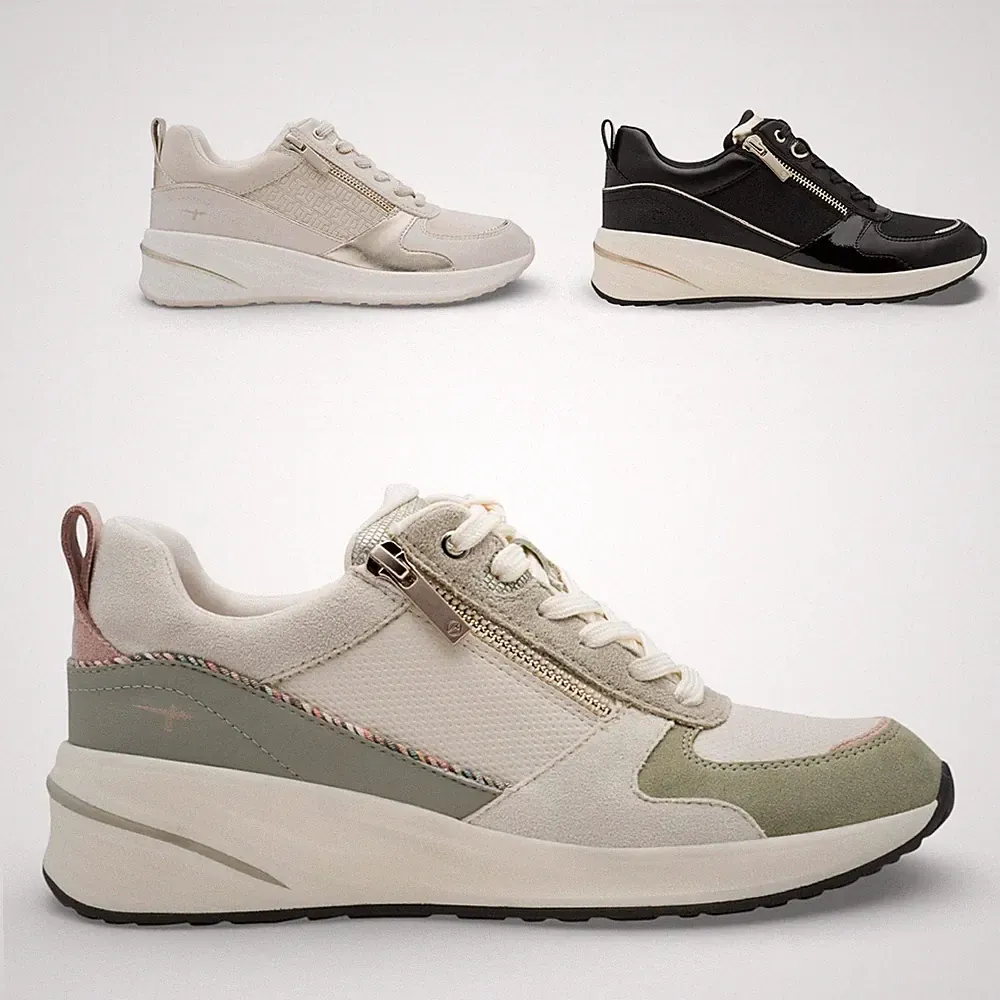 Tamaris Damen Platform Sneaker Schnürschuhe Reißverschluss Casual Laufschuhe