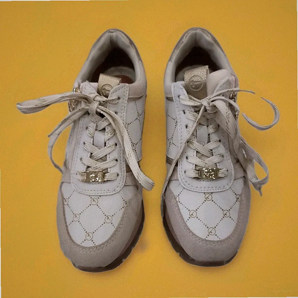 Tamaris Damen Schuhe Sneaker Laufschuhe Schnürschuhe Gr.37 Beigeton Gold Top