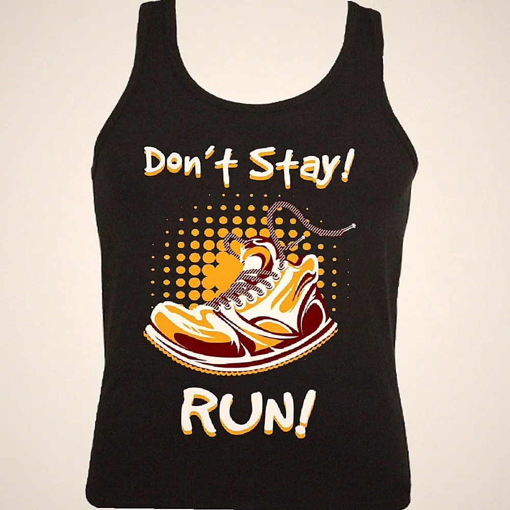 Tank Top Don`t Stay Run Turnschuh Hiphop Laufschuh Sportschuh Schuhbändel