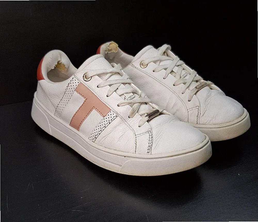 TED BAKER OTTOLI GRÖSSE 5 UK EU38 DAMEN MÄDCHEN WEISS LEDER LOW TOP SNEAKER SCHUHE