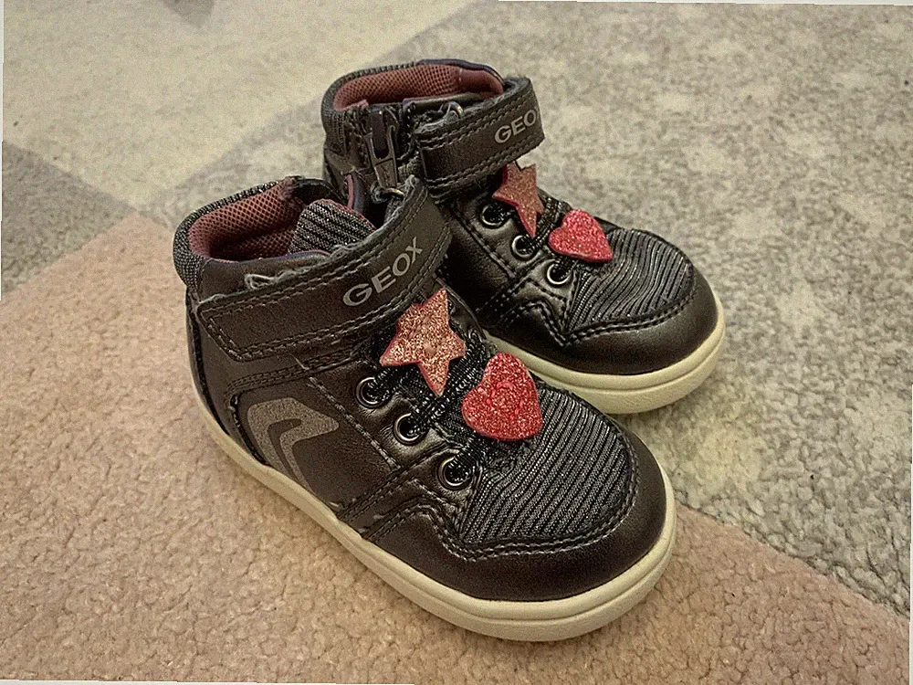 ✨ TOP - GEOX - Lauflernschuhe Schuhe Sneaker Gr. 21 Reißverschluss grau Glitzer✨