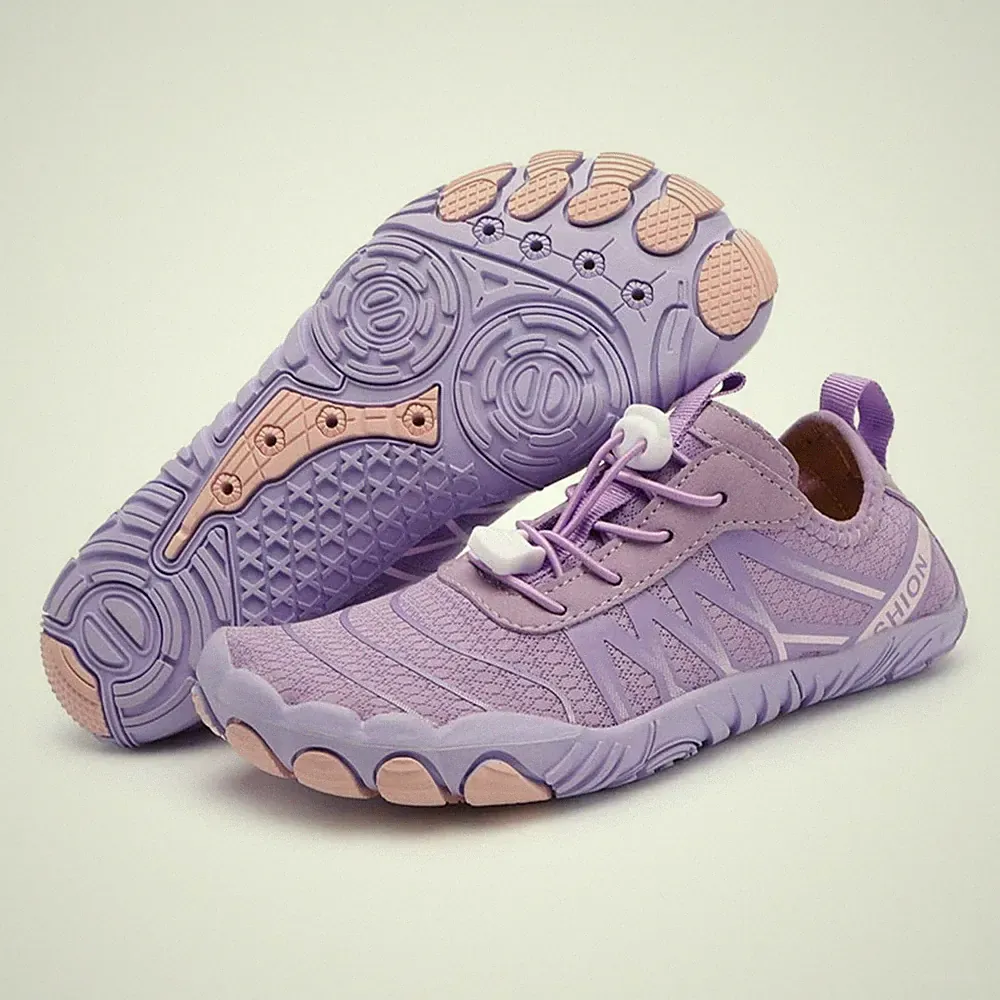 Lila Barfußlaufschuhe