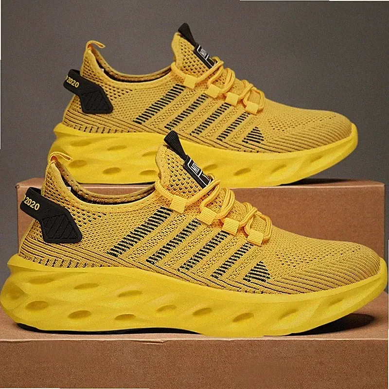 Unisex Laufschuhe Sneaker Atmungsaktiv Gelb Walking Sport EU 37-47