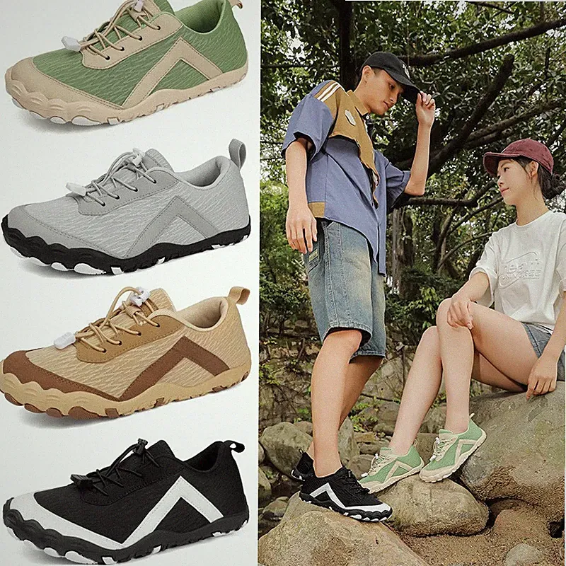 Unisex Schnüren Barfußschuhe Outdoor Trekkingschuhe Laufschuhe Leicht Rutschfest