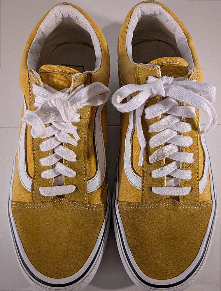 Vans Old Skool Low Damen-Sportschuhe UK-Größe 6 gelb weiß Turnschuhe