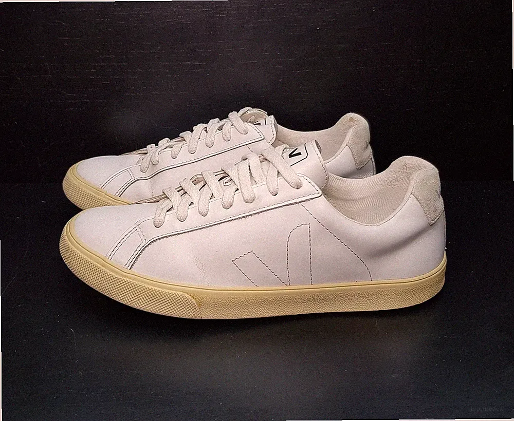 VEJA ESPLAR GRÖSSE 5 UK EU38 DAMEN MÄDCHEN WEISS ECHTLEDER LOW TOP SNEAKER SCHUHE
