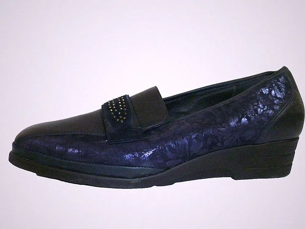 Waldläufer Slipper Damenschuhe Bequeme Schuhe Leder dunkelblau Weite H 9 43